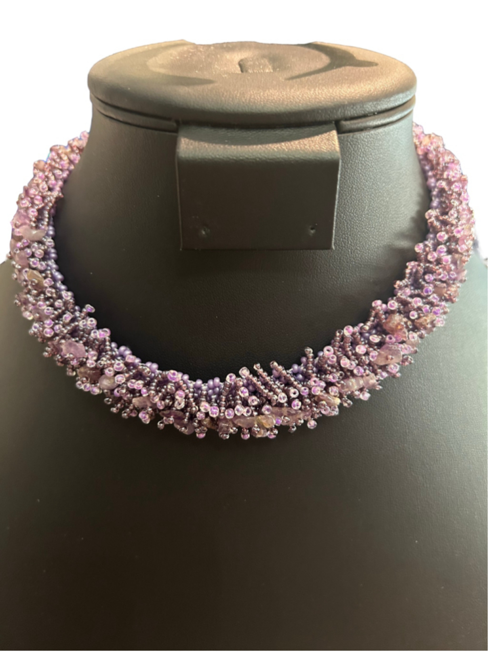 Women's Clara Studio Inc Beaded choker amethyst & glass beads 12”